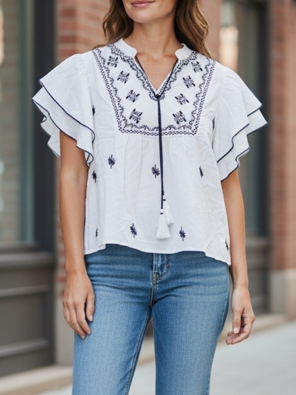 New Calligraphie Boho Embroidered Top